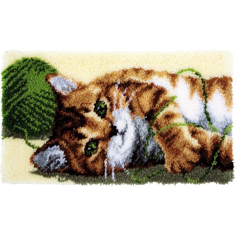 Vervaco Latch Hook Rug Kit 26.75"X15.5"-Playful Cat