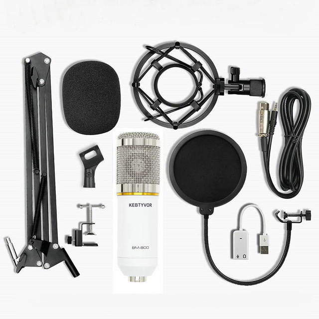 BM 800 Professional Condenser Microphone bm800 Audio Vocal recording for Computer karaoke Phantom power pop filter Sound card