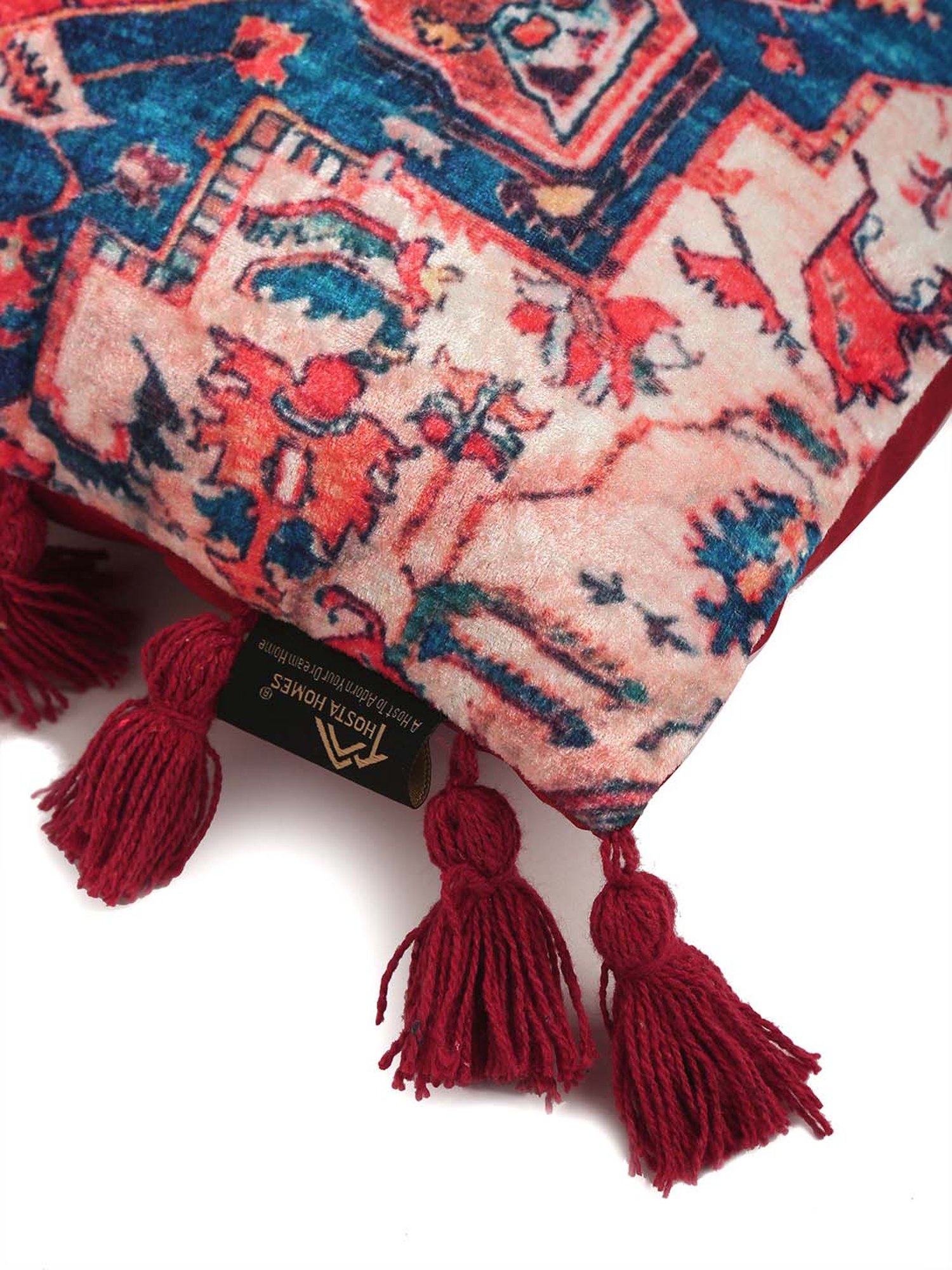 Swayam Red & White Cotton 60 cm x 60 cm Cushion Covers - Set of 5