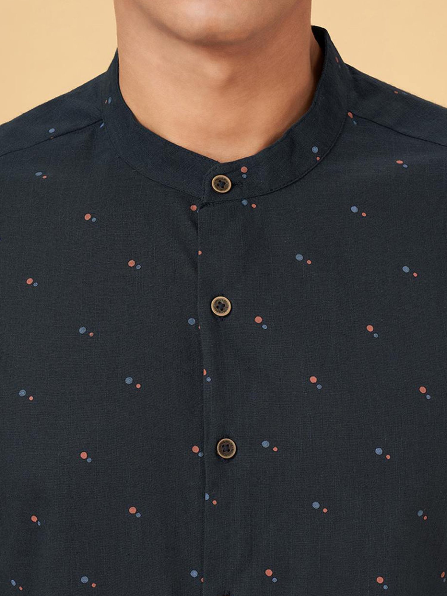 Indus Route By Pantaloons Midnight Navy Regular Fit Printed Shirt