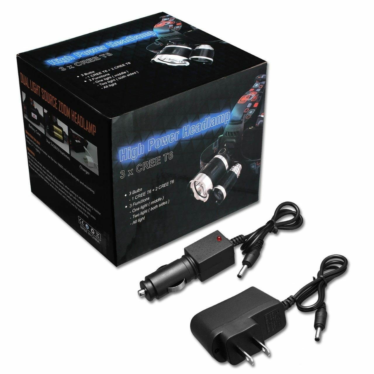 Super-bright 70000LM 3 X XM-L T6 LED Headlamp Headlight Flashlight Head Torch