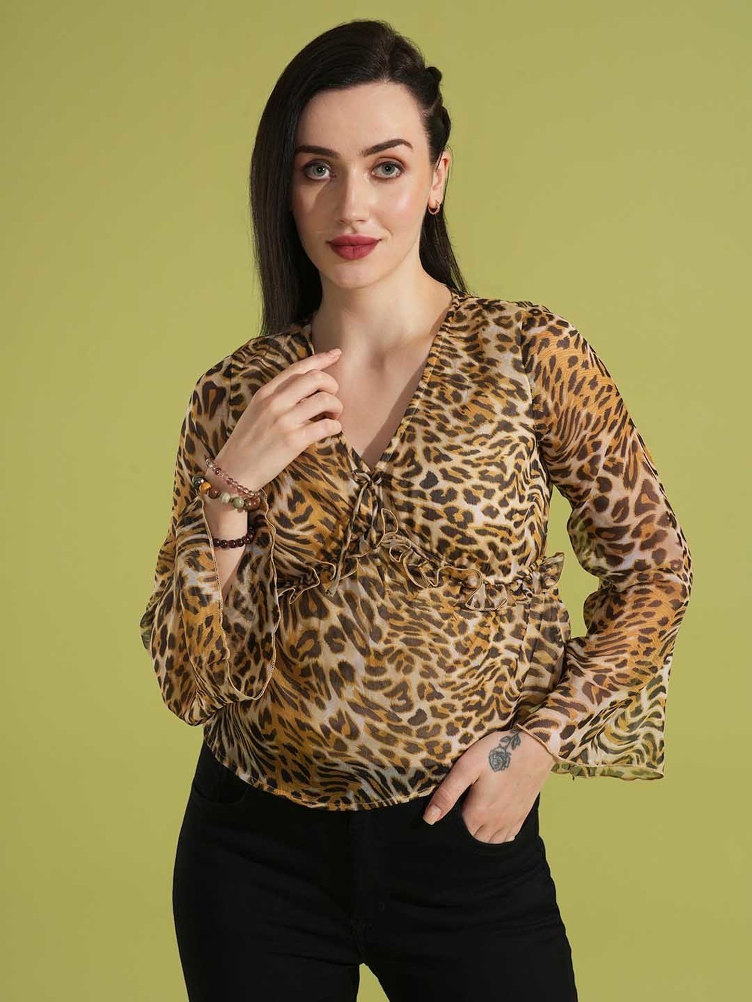 Globus Brown Animal Print Top