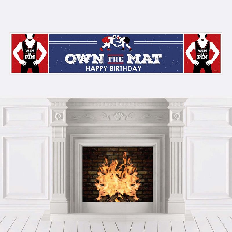 Big Dot of Happiness Own the Mat - Wrestling - Happy Birthday Decorations Party Banner