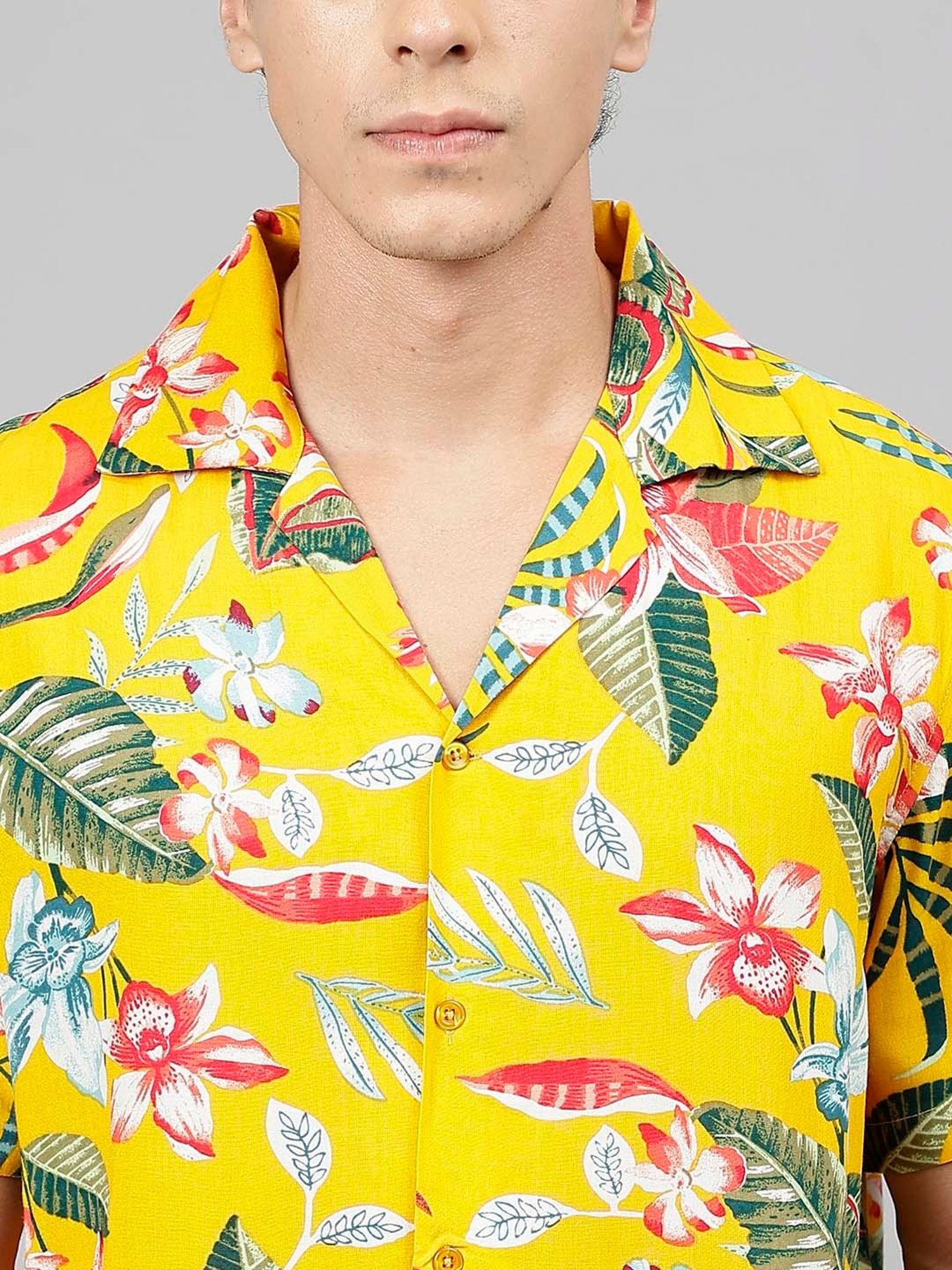 English Navy Yellow Relaxed Fit Printed Shirt