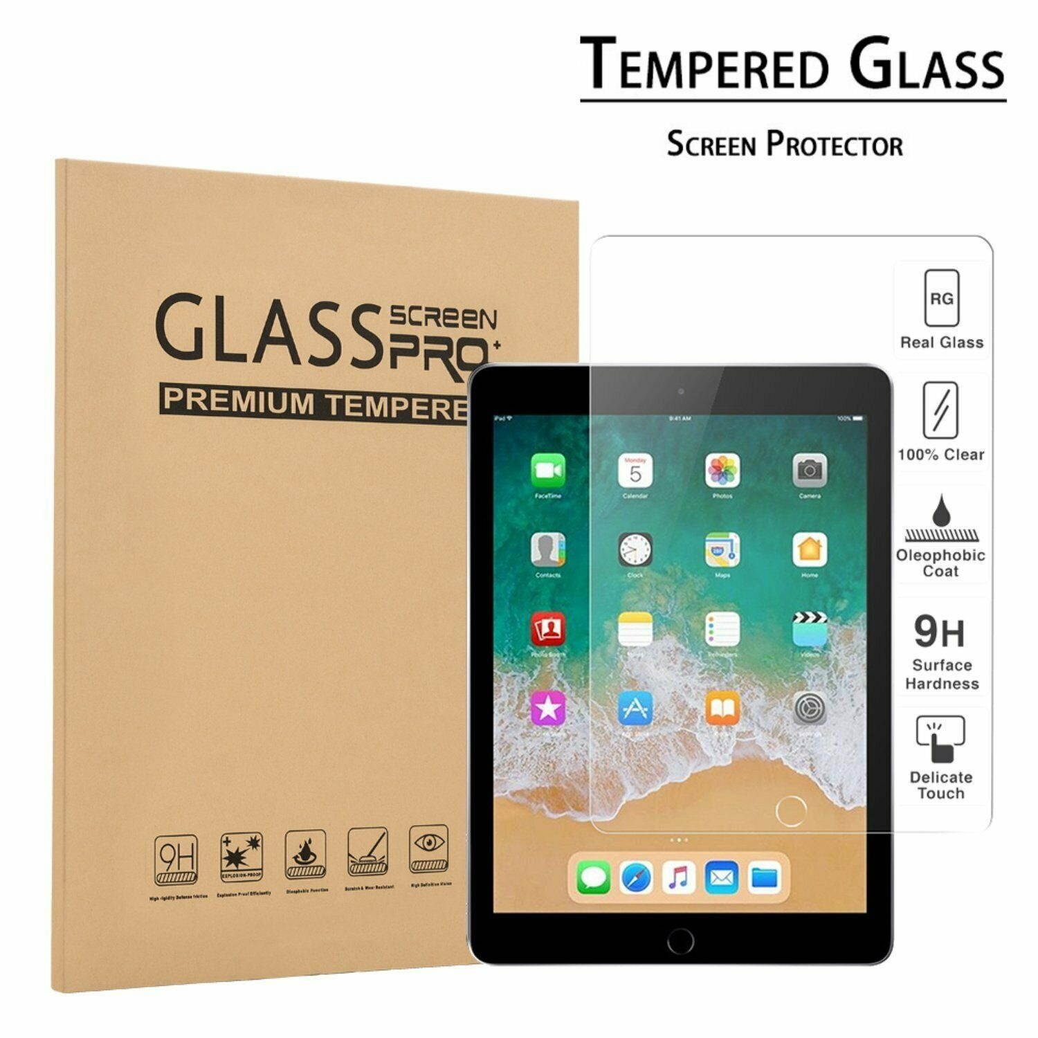 [2-Pack] Tempered GLASS Screen Protector for Apple iPad  2 3 4 A1460 A1395 US
