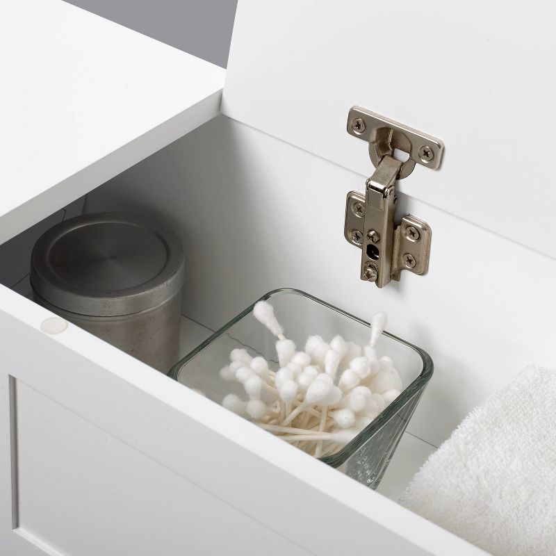 Lift Top Bath Storage Console Cabinet White - Zenna Home