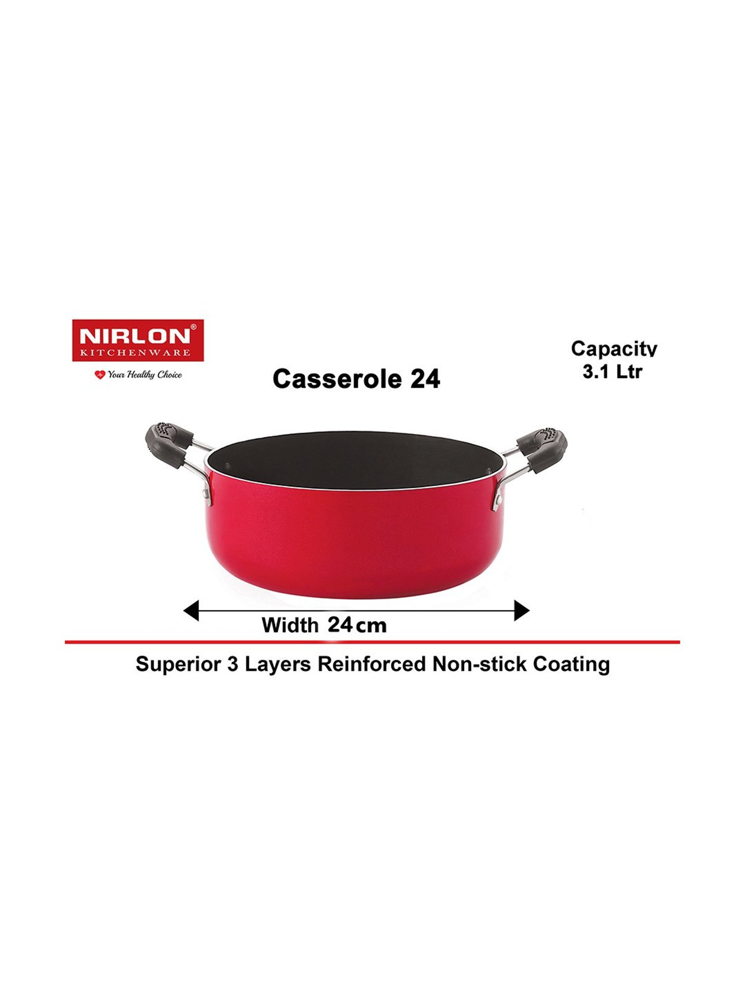 Nirlon Non-Stick Red Aluminium cookware Combo with bakelight H & le Set of 4-Pieces