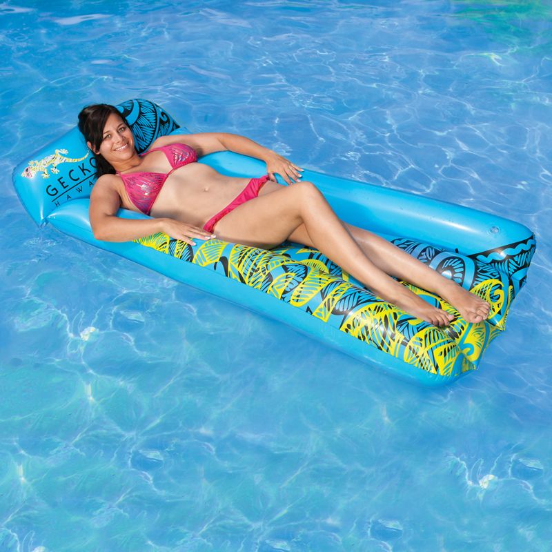 Swim Central 75" Gecko Hawaii Inflatable 1-Person Swimming Pool Mattress Raft - Blue