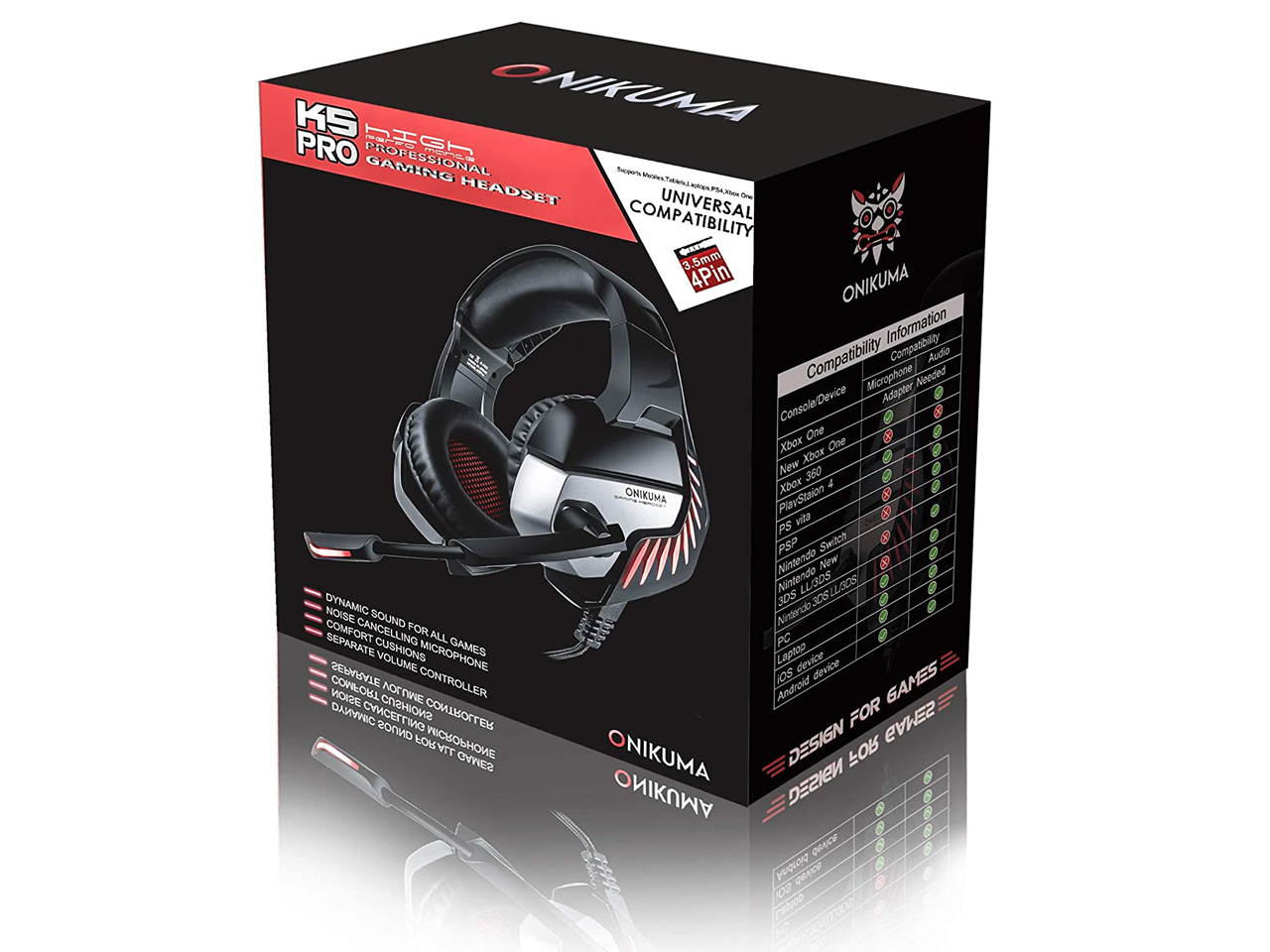 Gaming Headset for PS5 PS4 Controller Xbox One, Noise Cancelling Over Ear Headphones with Mic, 7.1 Surround Sound, Blue LED Light Headset for NS PC Mac Laptop