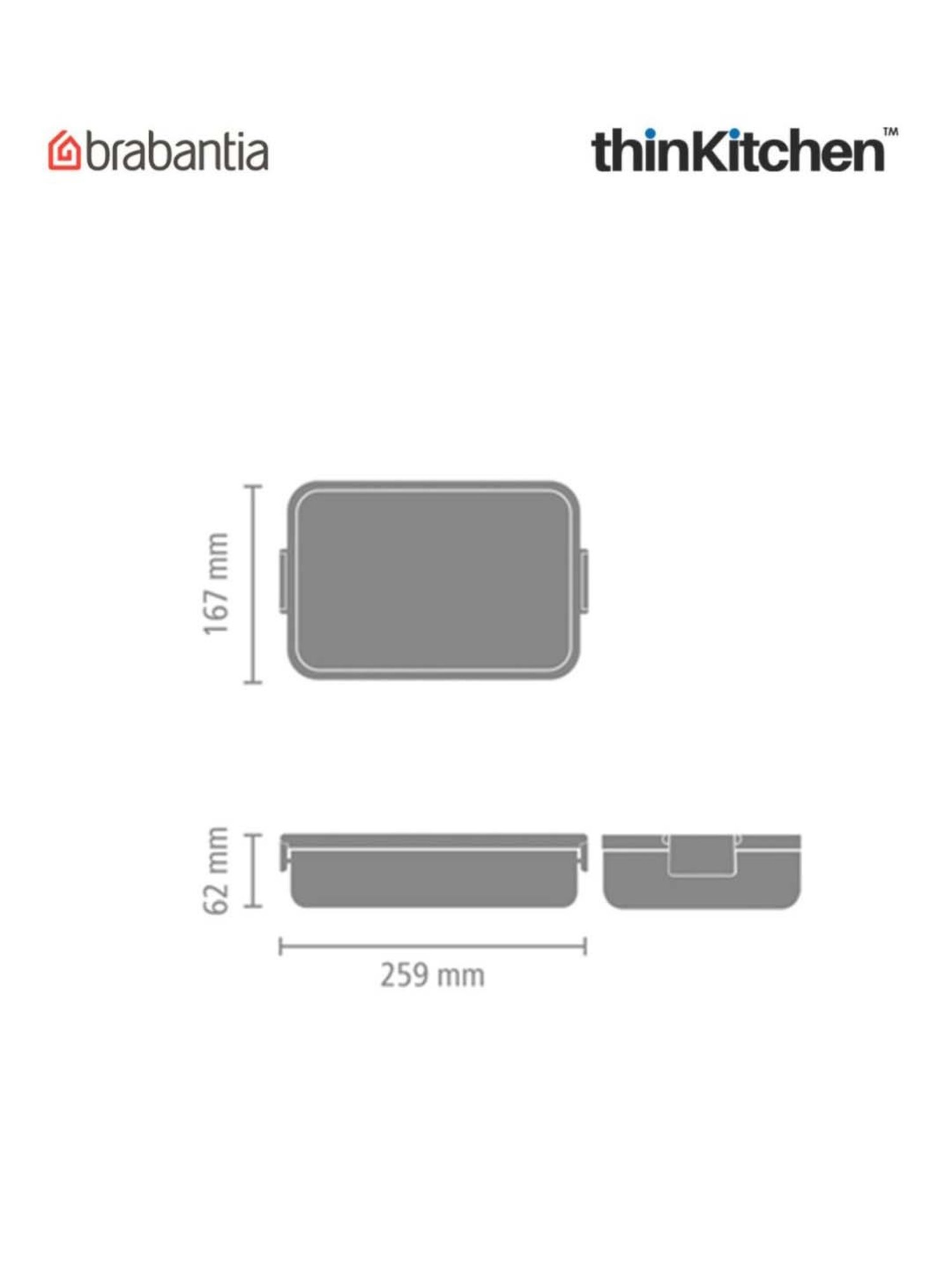 Brabantia Dark Grey Plastic Make & Take Large Lunch Box (2 L)