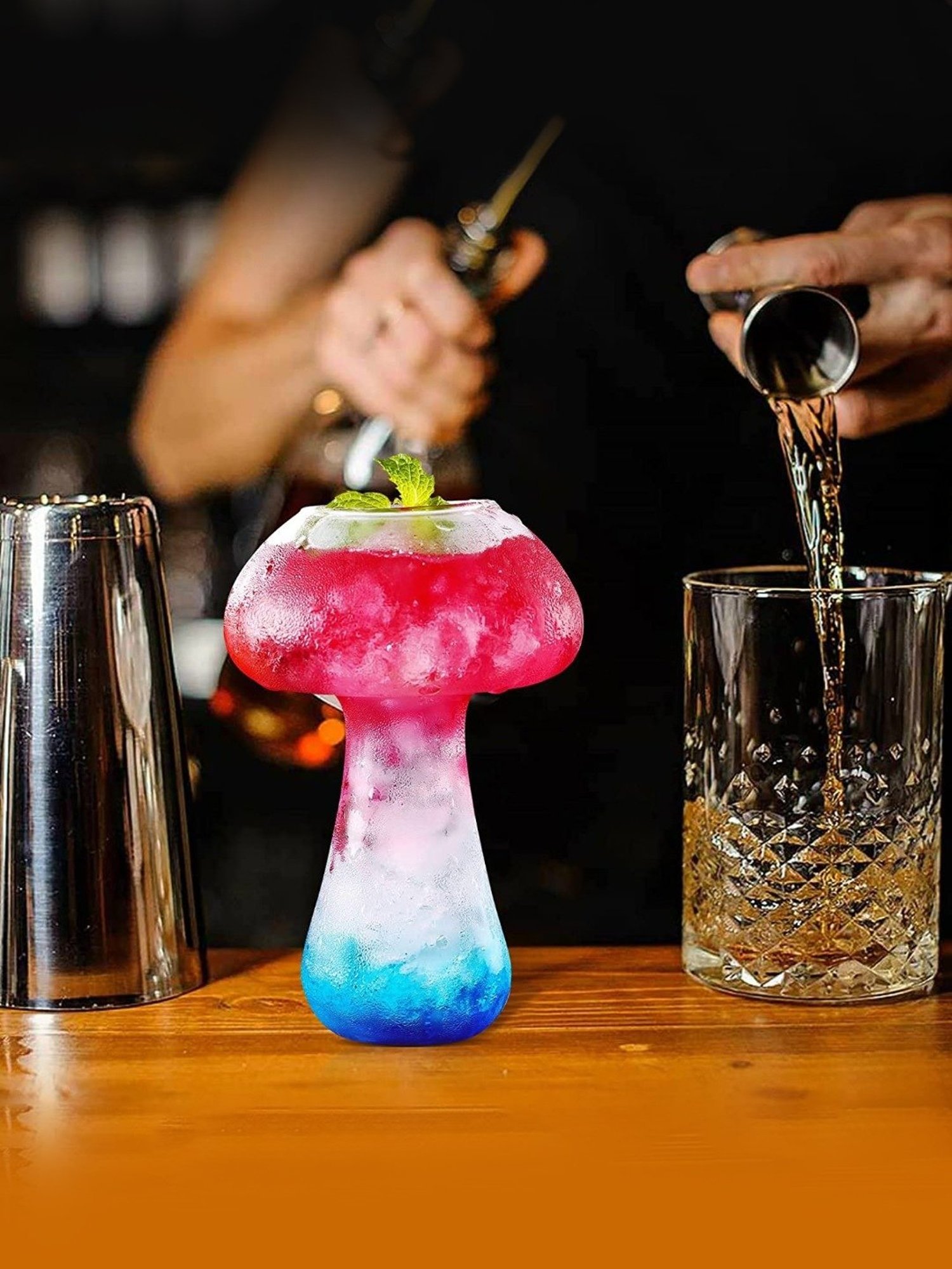 Melbify Mushroom Transparent Cocktail Glass with Free Straw 300ml - Set of 2