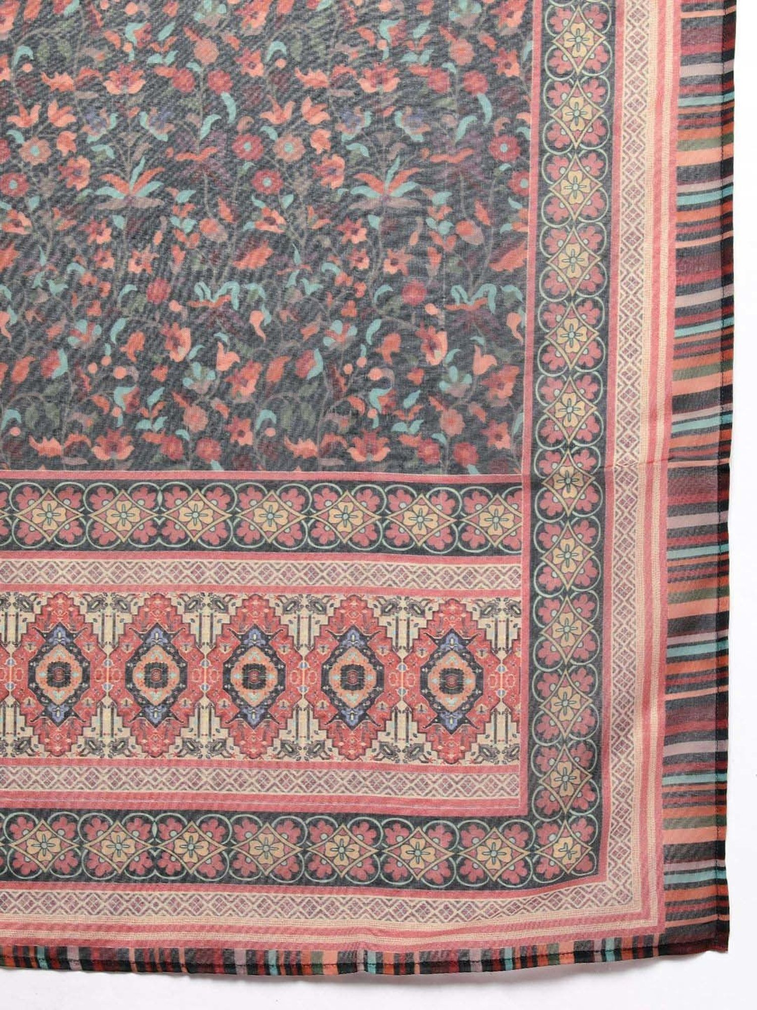 Libas Beige Woven Pattern Kurta Pant Set With Dupatta