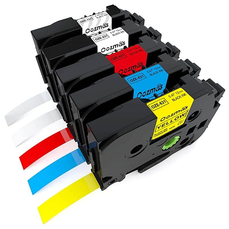 Compatible Label Tape Replacement for Ptouch 12mm 047 Inch TZe Tapes TZE131 231 431 531 631 TZ Tape Compatible with Brother Ptouch H110 PT1280 D210 D400 D600 H100 1880 1890 Label Maker 5PK