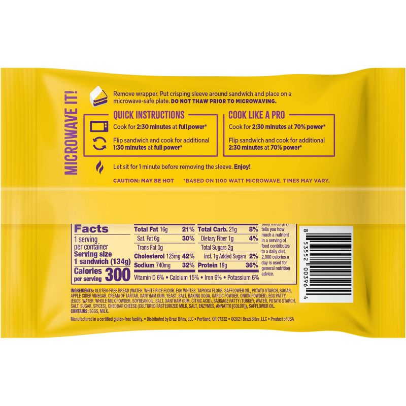 Brazi Bites Frozen Breakfast Sandwich Turkey Sausage Egg & Cheese - 4.7oz