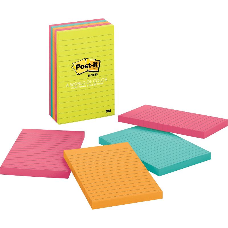 Post-it Notes 4"x6" 100 SH/PD 5/PK Cape Town 6605AN