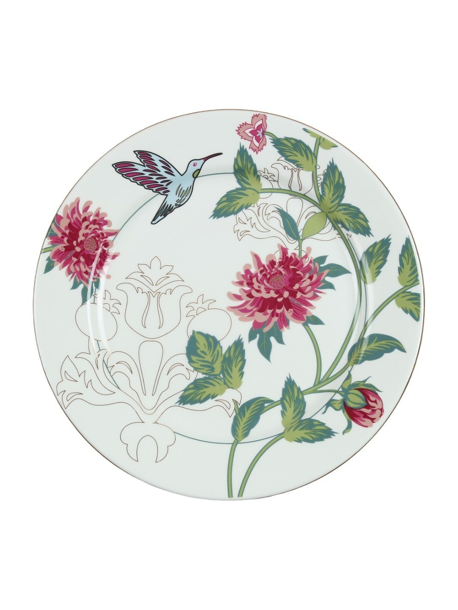 India Circus Floral Pink Bone China Dinner Set - Set Of 20