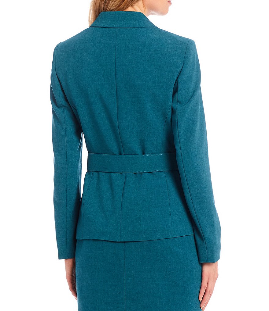 Tahari ASL Asymmetrical Belted Water Repellent Pebble Crepe Jacket