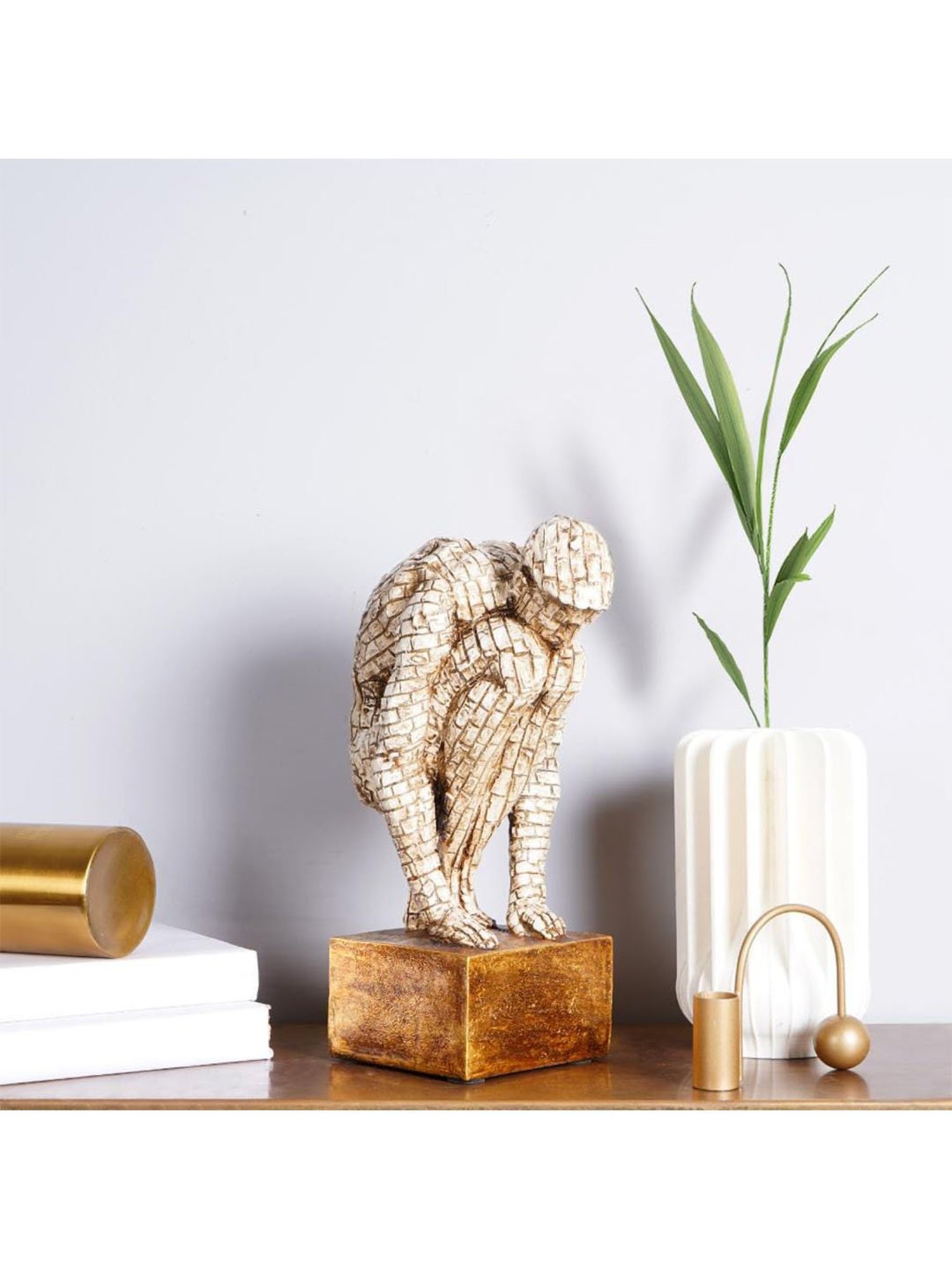 The Artment White Polyresin Surreal Bricked Man Table Accent