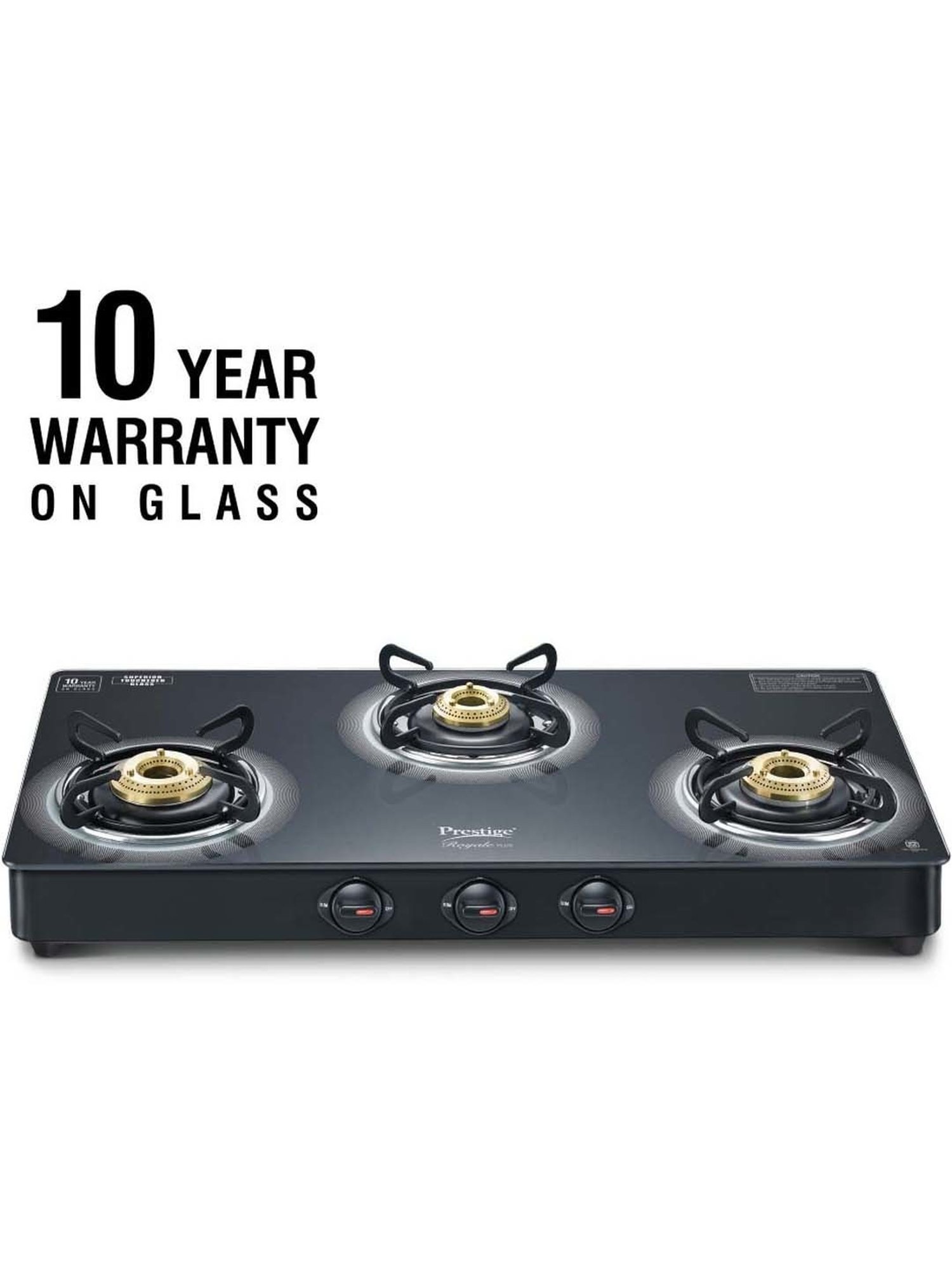 Prestige Black Glass Royale Plus Gt 03L Toughened Top Gas Stove With 3 Burners