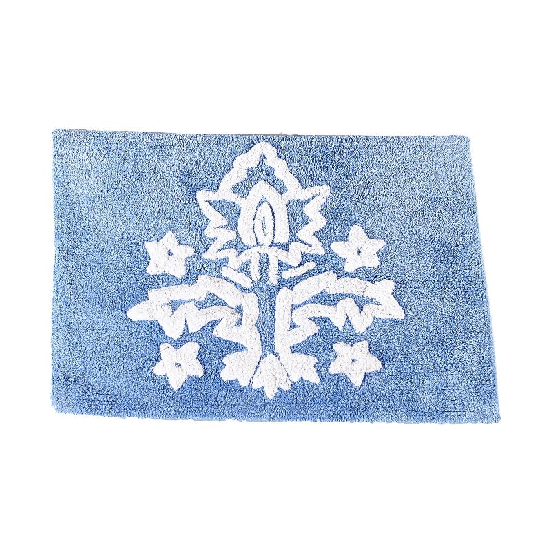 Lakeside Madeleine Cotton Bathroom Shower Rug with Floral Motif