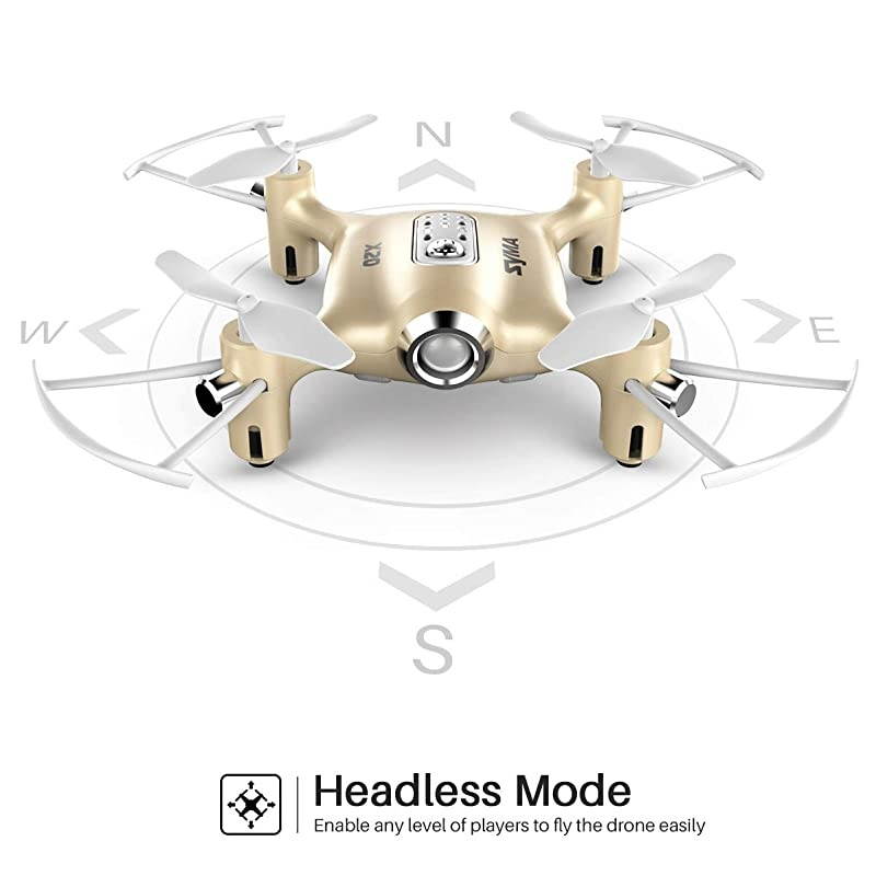 Syma X20 Mini Pocket Drone Headless Mode 24Ghz Nano LED RC Quadcopter Altitude Hold Gold