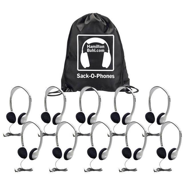 HamiltonBuhl Sack-O-Phones, 10 HA2 Personal Headsets, Foam Ear Cushions in a Carry Bag