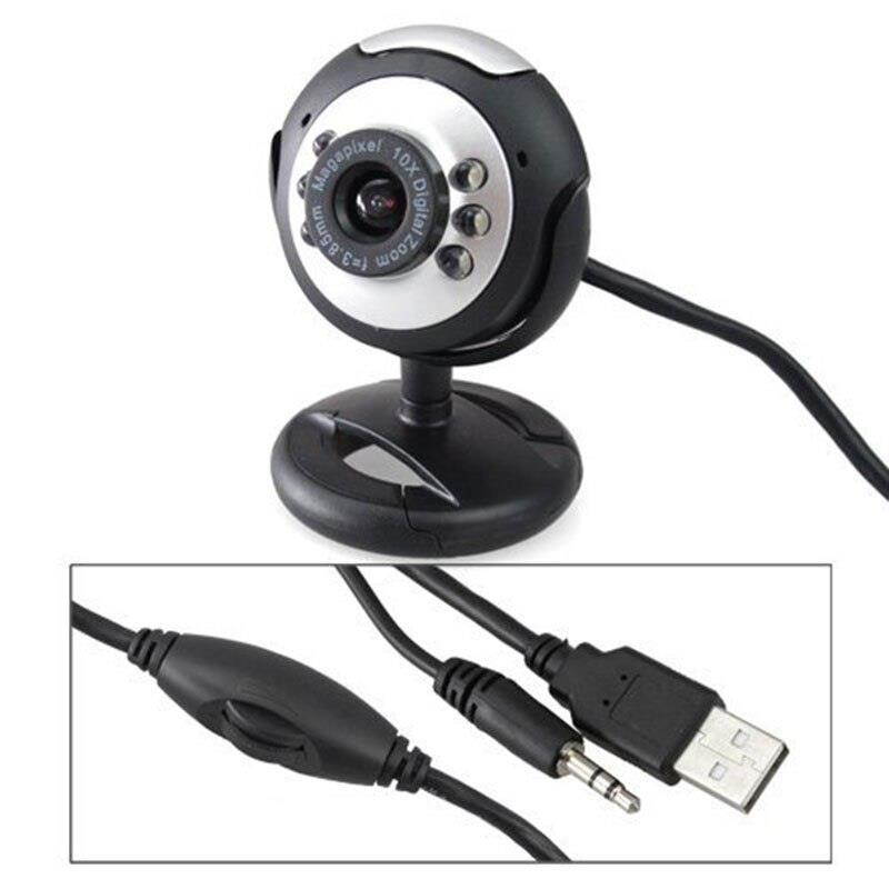 USB 2.0 50.0 M 6 LED Video Webcam Camera Web Cam With Built in Mic for Laptop Desktop PC MSN Skype