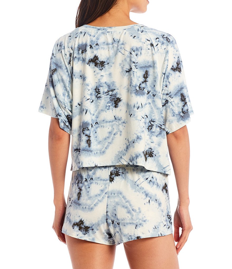 Midnight Bakery Tie Dye Print Jersey Knit Top and Short Coordinating Pajama Set