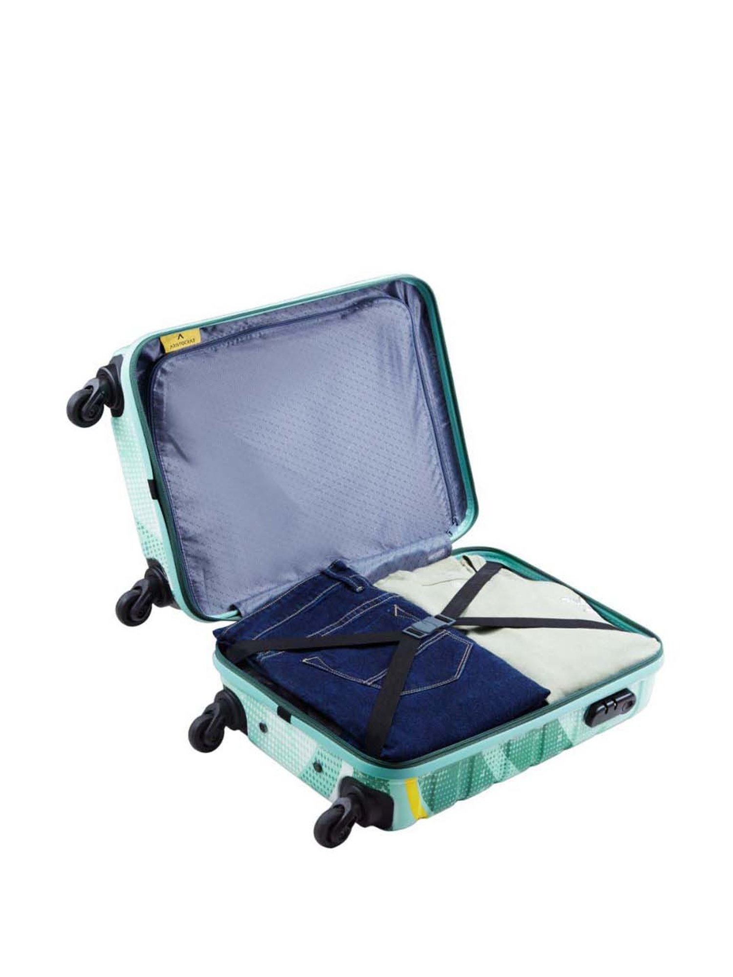Aristocrat Radiance Green Printed Hard Cabin Trolley Bag - 38 cm