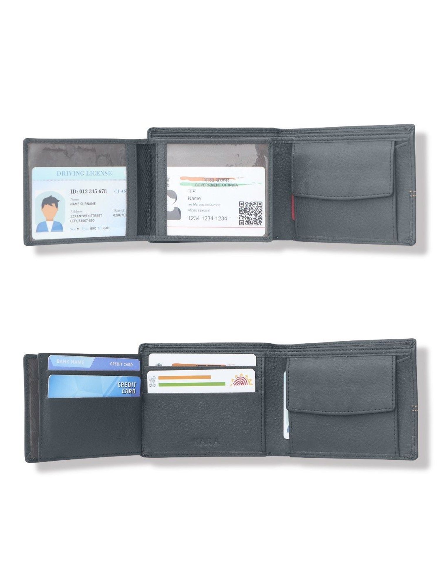 Kara Blue Leather Bi-Fold Wallet for Men