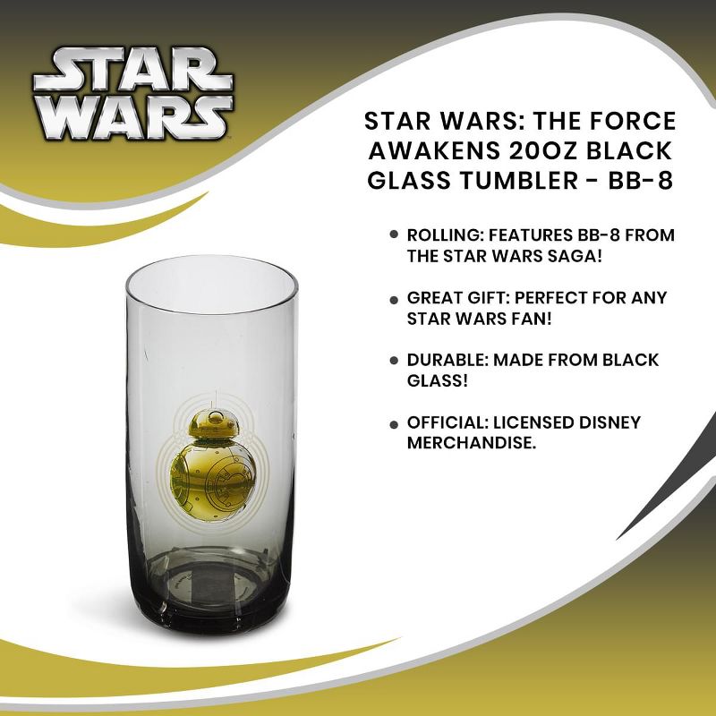 Seven20 Star Wars: The Force Awakens 20oz Black Glass Tumbler - BB-8