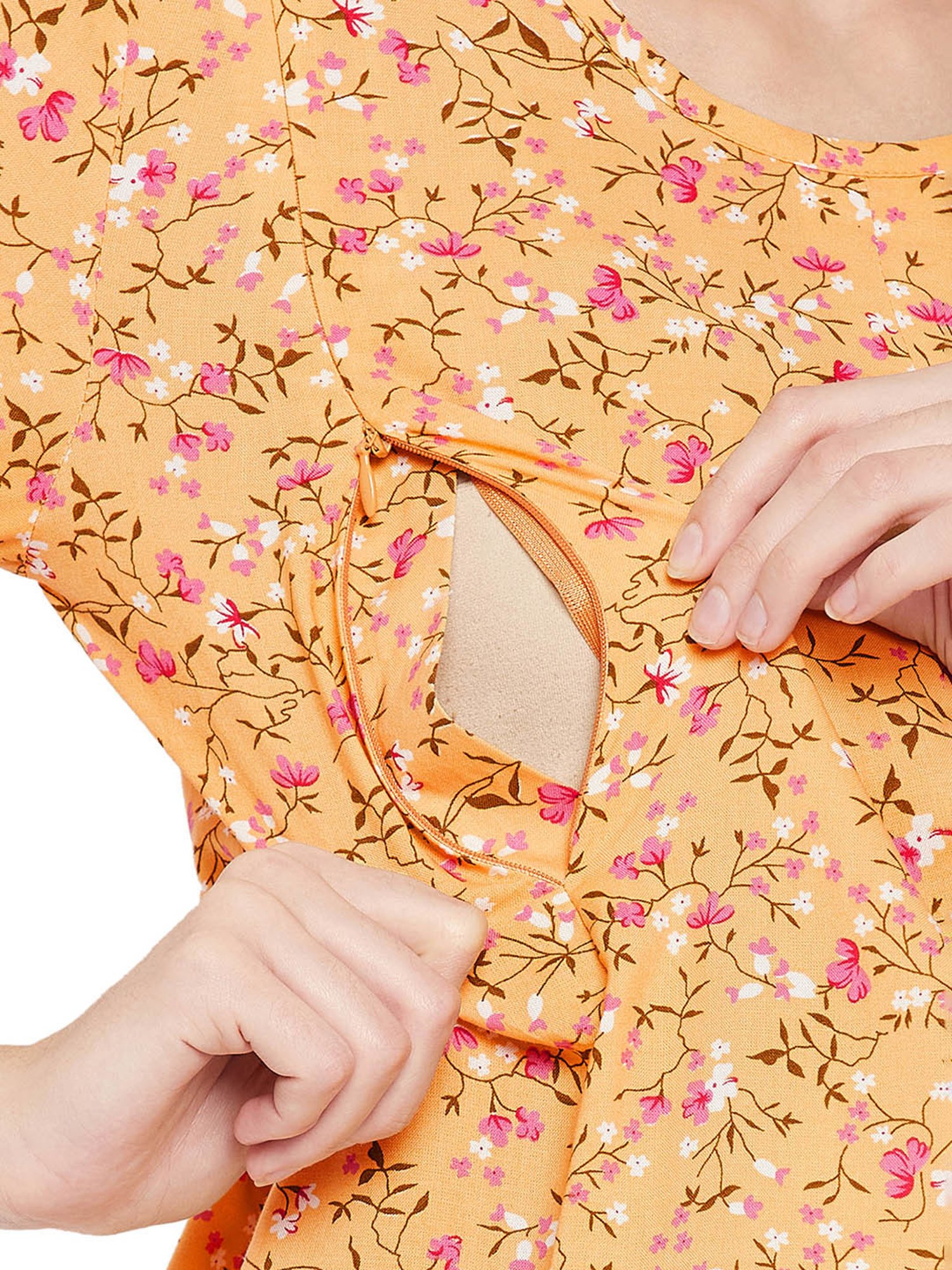 Hypernation Yellow Rayon Floral Print Maternity Top