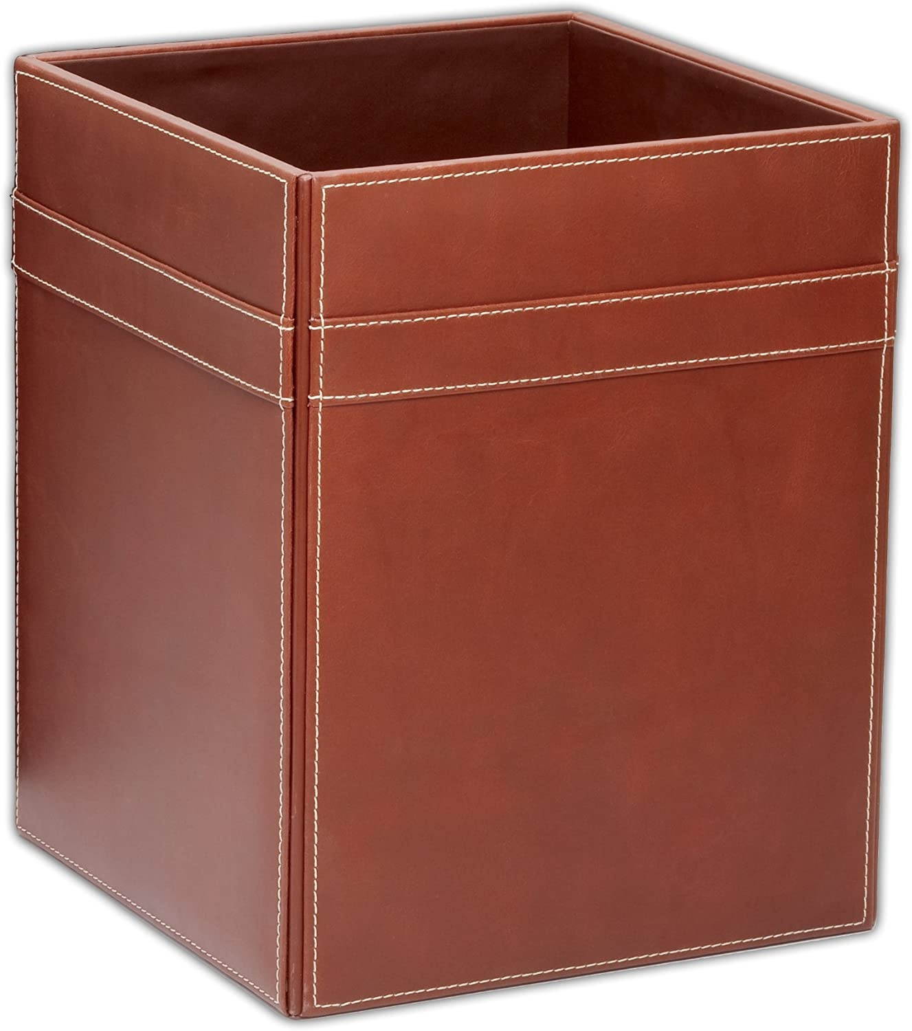 Dacasso Leather Square Waste Basket - Rustic Brown (Pack of 2)
