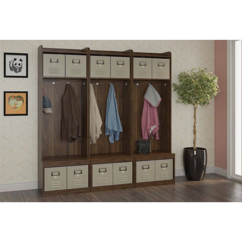 Set of 3 Journey Entryway Hall Tree with Storage Bench Walnut - Novogratz