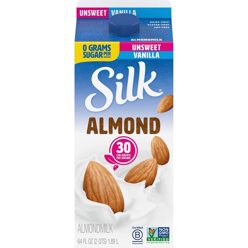 Silk Almond Unsweetened Vanilla Almond Milk - 0.5gal