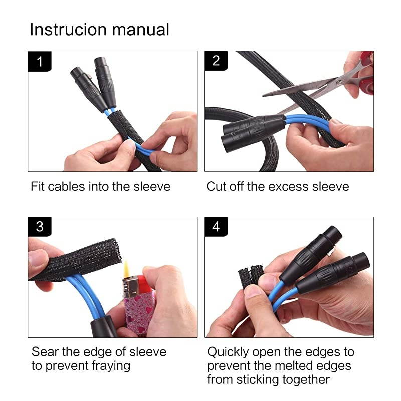 25ft 34 inch Cord Protector Wire Loom Tubing Cable Sleeve Split Sleeving For USB Charger Cable Power Cord Audio Video Cable Protect Cat From Chewing Cords Black