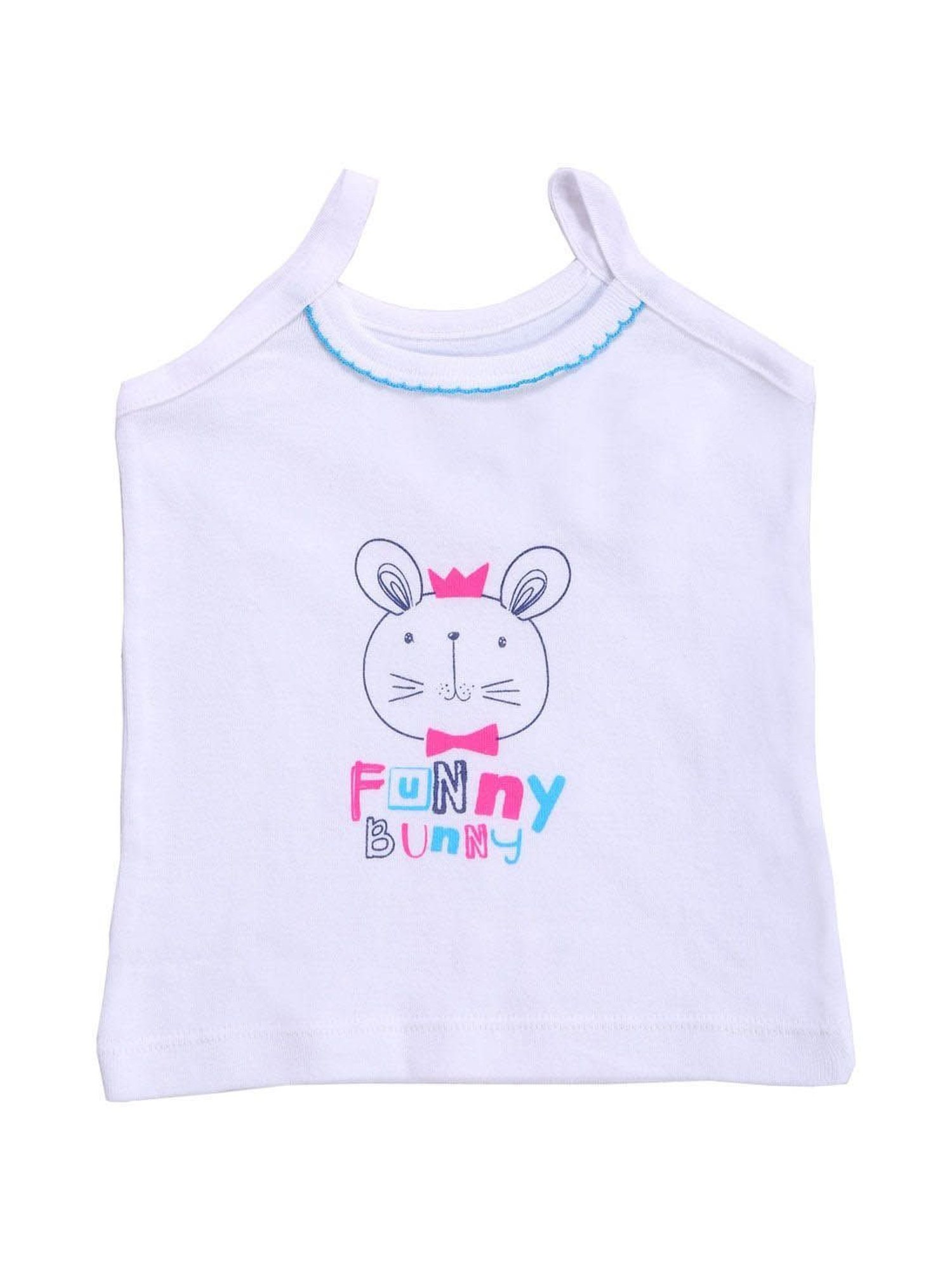 Bodycare Kids White Printed Camisole (Pack Of 6)