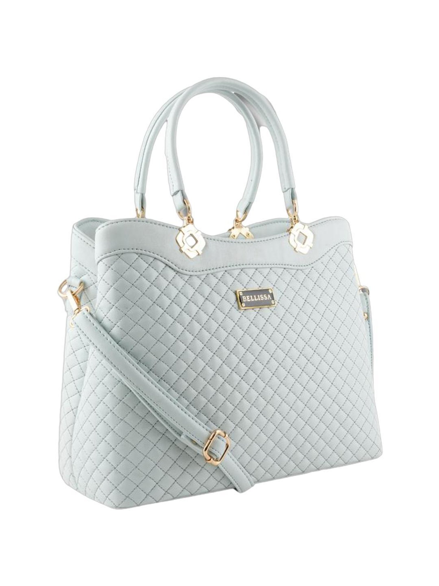 Bellissa Sky Blue PU Quilted Handbag