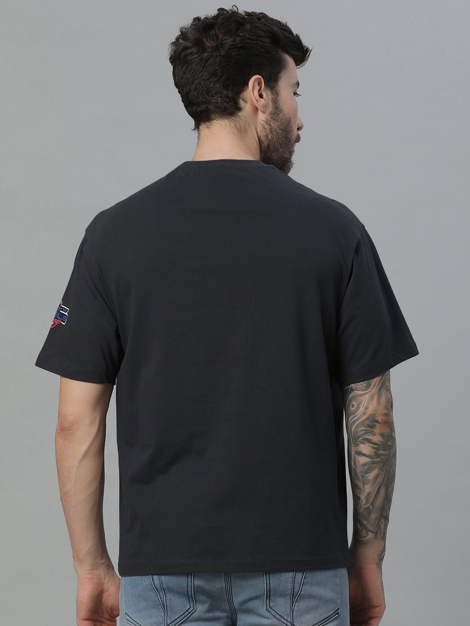 Free Authority Grey Loose Fit Printed T-Shirt