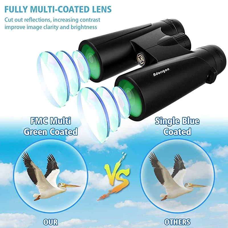 Powerful Binoculars with Clear Weak Light Vision Lightweight 11 lbs Binoculars for Birds Watching Hunting Sports Large Eyepiece Binoculars for Adults with BAK4 FMC Lens