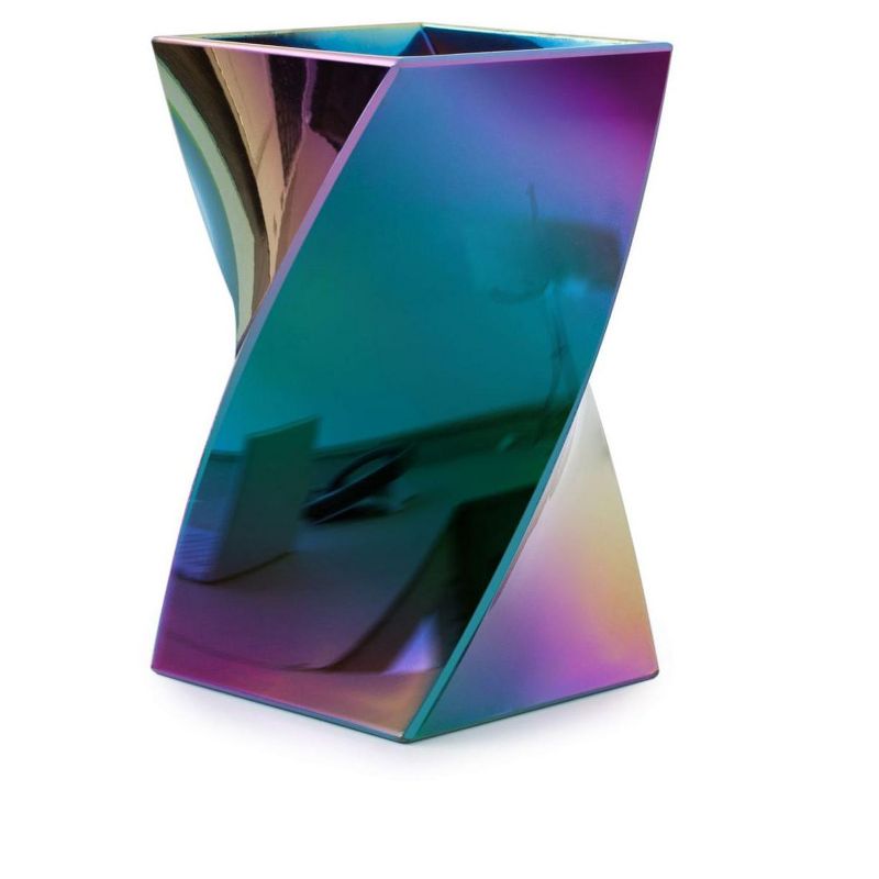 Zodaca Pen Holder, Ceramic Pencil Cup Desk Organizer Makeup Brushes Holder with Gold Accent, Shiny Pearl White