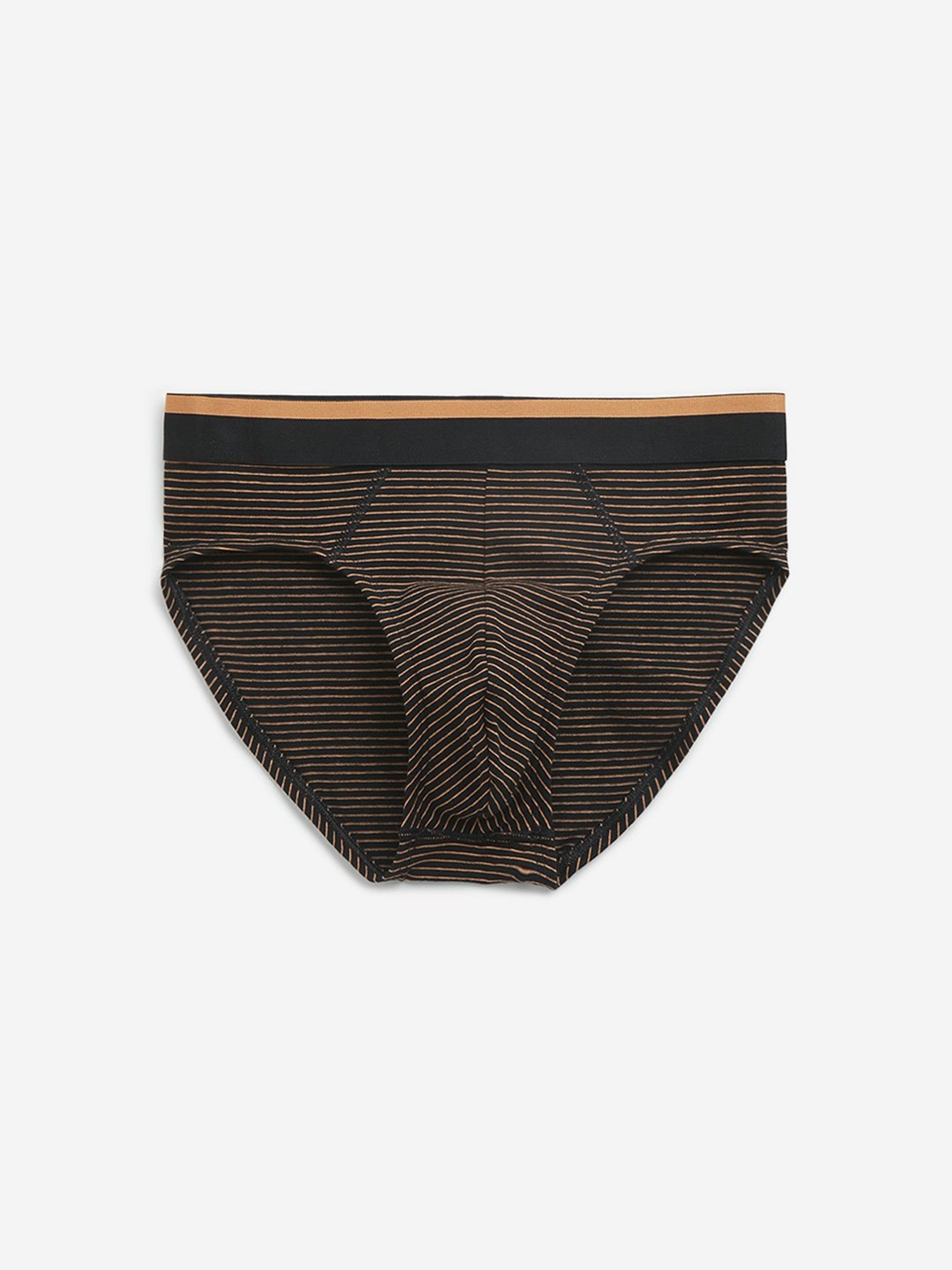 WES Lounge by Westside Orange Printed Cotton Blend Briefs - Pack of 3