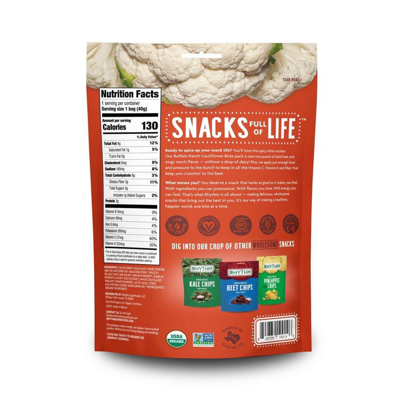Rhythm Buffalo Ranch Organic Cauliflower Bites - 1.4oz