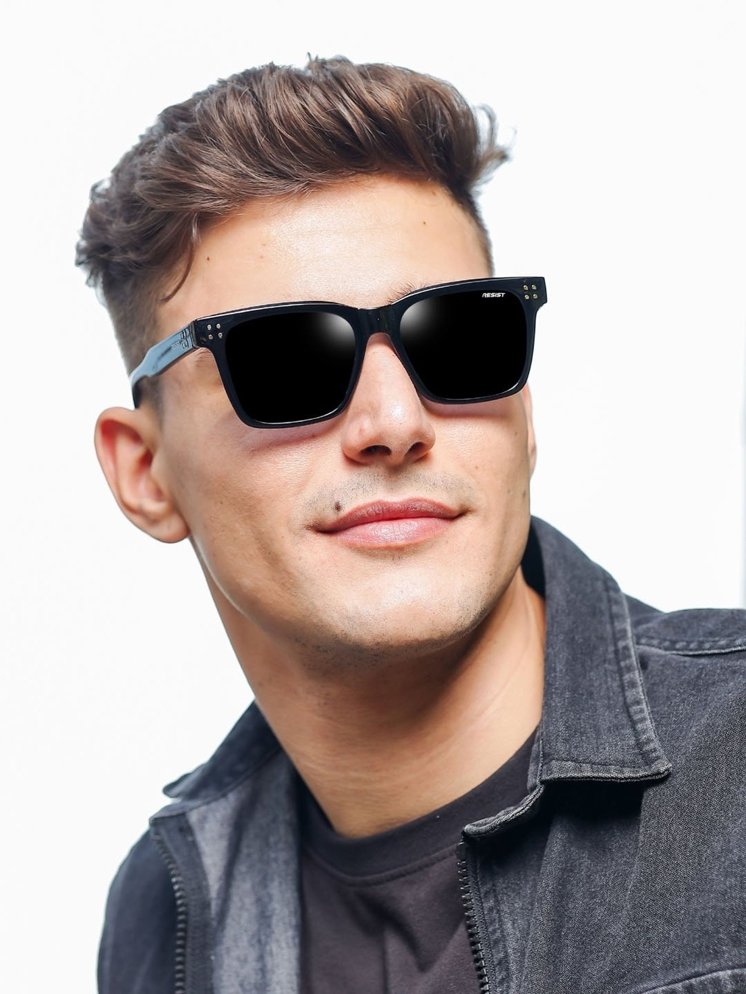 Resist Eyewear Black Square UV Protection Unisex Sunglasses