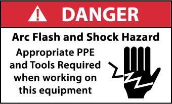 NMC DGA61AP-DANGER, ARC FLASH AND SHOCK HAZARD APPROPRIATE PPE AND TOOLS REQUIRED , 3X5, PS VINYL (PAK OF 5)