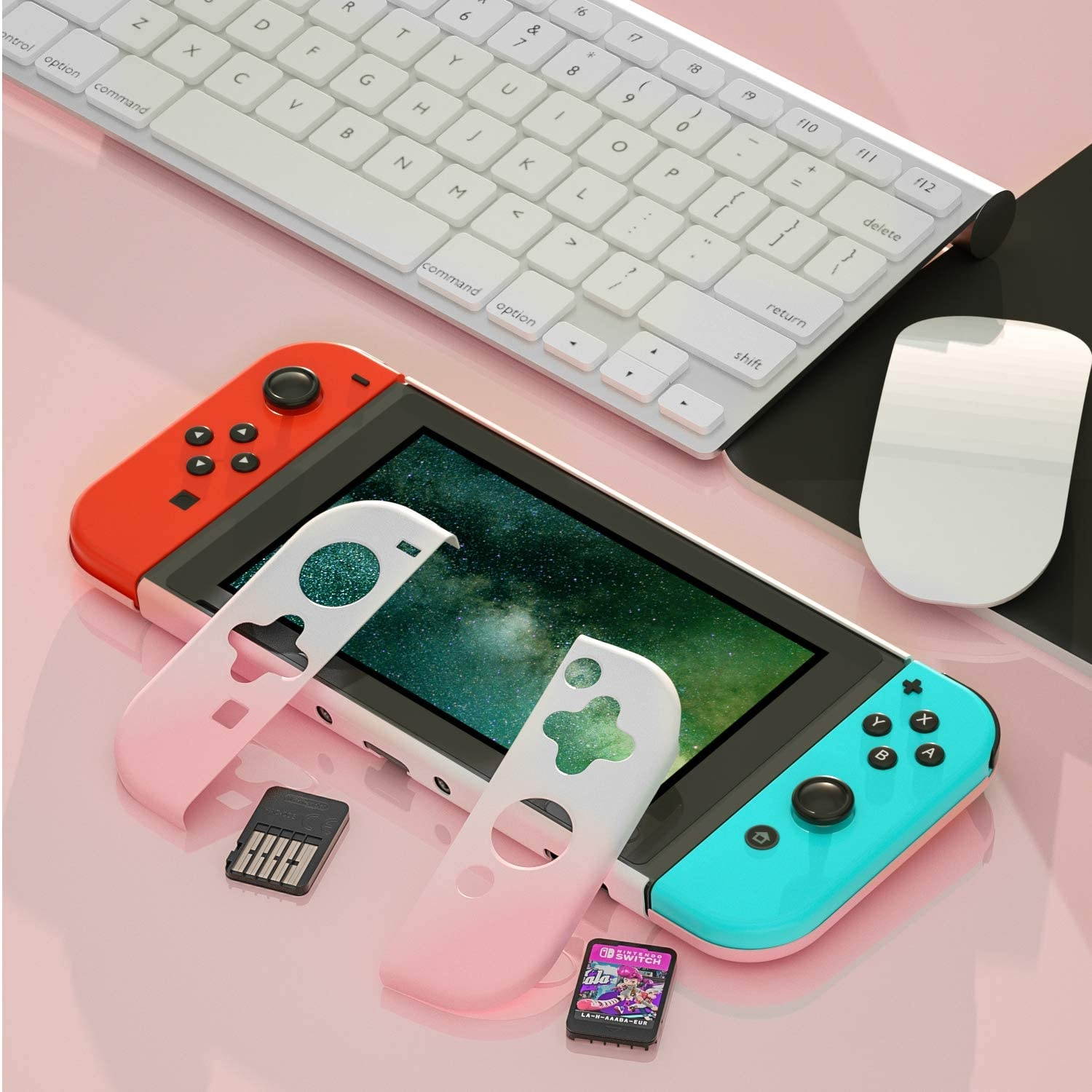 Dockable Case for Nintendo Switch, Hard Case for Nintendo Switch - Pink White