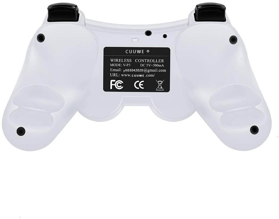 Controller Replacement for PS-3 Controller, Wireless Move/Motion Controller Gamepad with Upgraded Joystick Compatible with Play-Station 3 (Black) 2 Pack