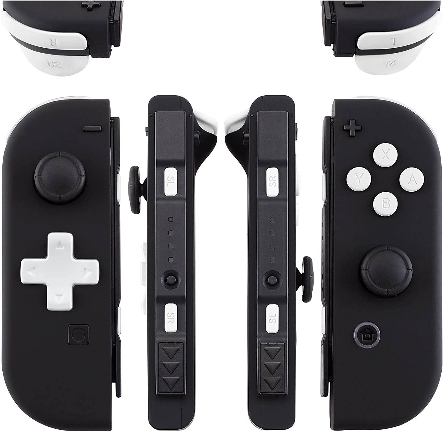 Soft Touch White D-pad ABXY Keys SR SL L R ZR ZL Trigger Buttons Springs, Replacement Full Set Buttons Fix Kits for Nintendo Switch Joycon (D-pad ONLY Fits for eXtremeRate Joycon D-pad Shell)