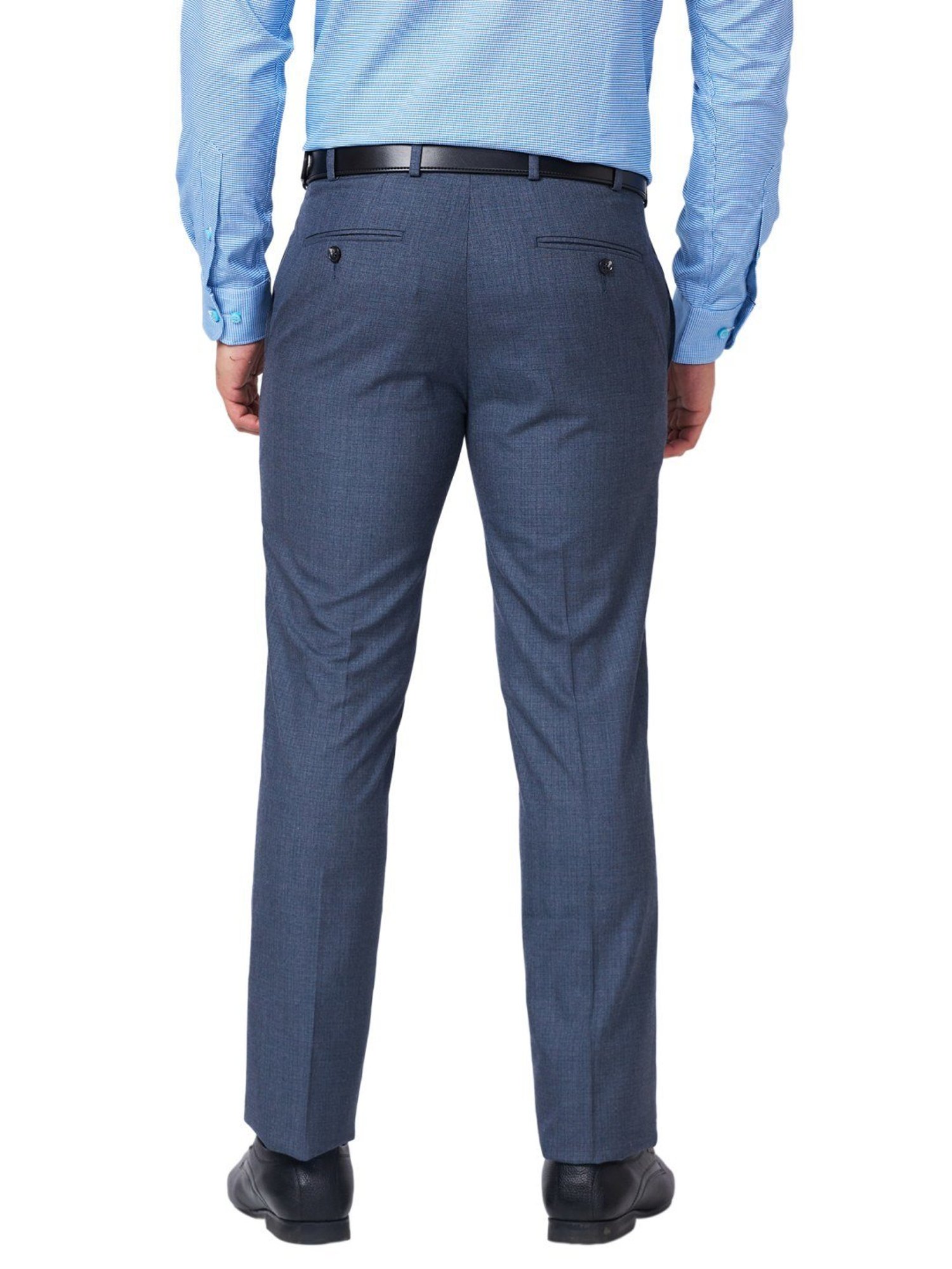 Raymond Blue Slim Fit Checks Trousers