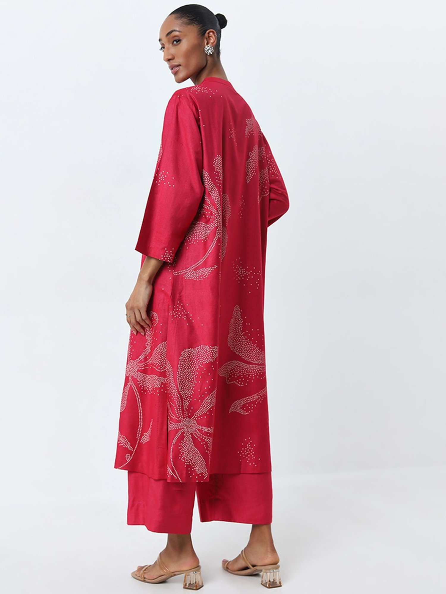 Zuba by Westside Magenta Bandhani Printed A-Line Kurta